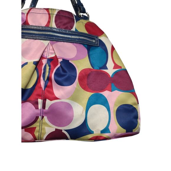 Coach Poppy Signature Tartan Plaid Glam Every Day Tote  Coach Poppy F16170 Multi-Color Signature C Glam Tote Bag Patent Leather